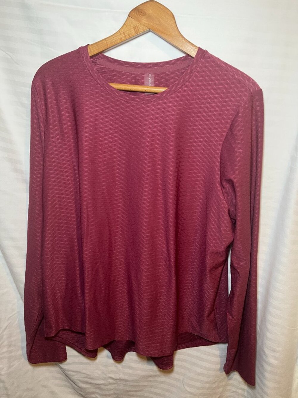 Vively Textured Long Sleeve Top 2X Pink